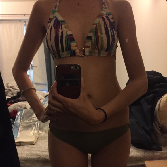 Hayden Harnett multi stripe bikini halter tie top - Picture 8 of 8